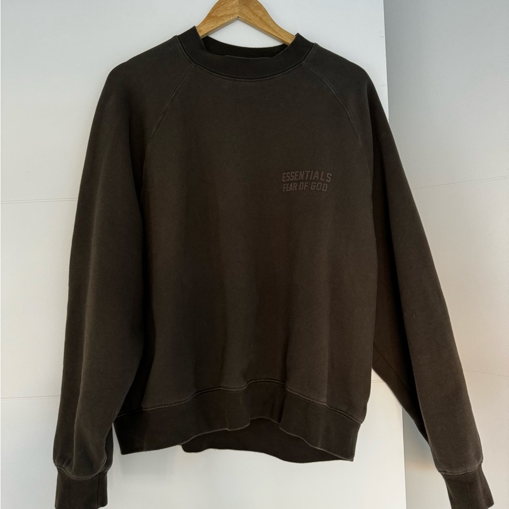Fear of God Essentials Brown Crew Neck Sweatshirt Hoodie Oversized Medium